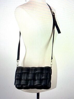 Unica! Firenze Black Bag Genuine Leather Crossbody Purse Quilted Made in Italy